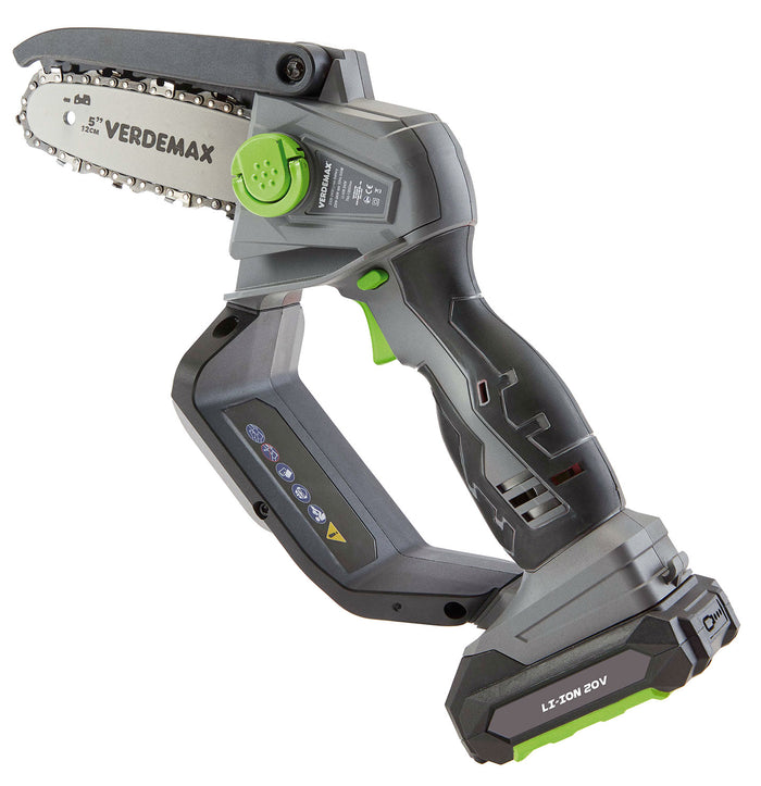 Potatore a Batteria Verdemax PE20 per Arbusti Piante 20V Lama da 12 cm con Batteria