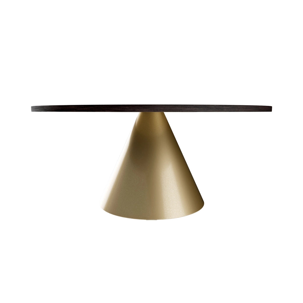 Artù Brass - Tavolo da pranzo rotondo ⌀ 120 cm in legno laminato con base a cono in metallo, top nero