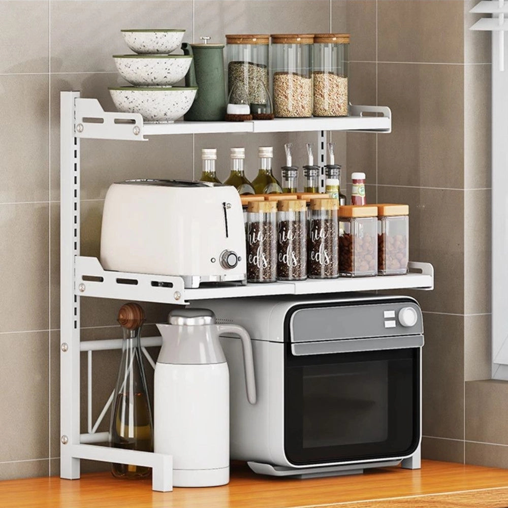 Trade Shop - Mensola Espandibile Per Forno A Microonde Scaffale Cucina Organizzatore Tavolo Regolabile -