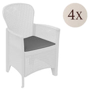 Set di 4 sedie da esterno Amilton, Seduta da giardino, Per indoor o outdoor, Con braccioli, Made in Italy, 59x57 h86 cm, Bianco