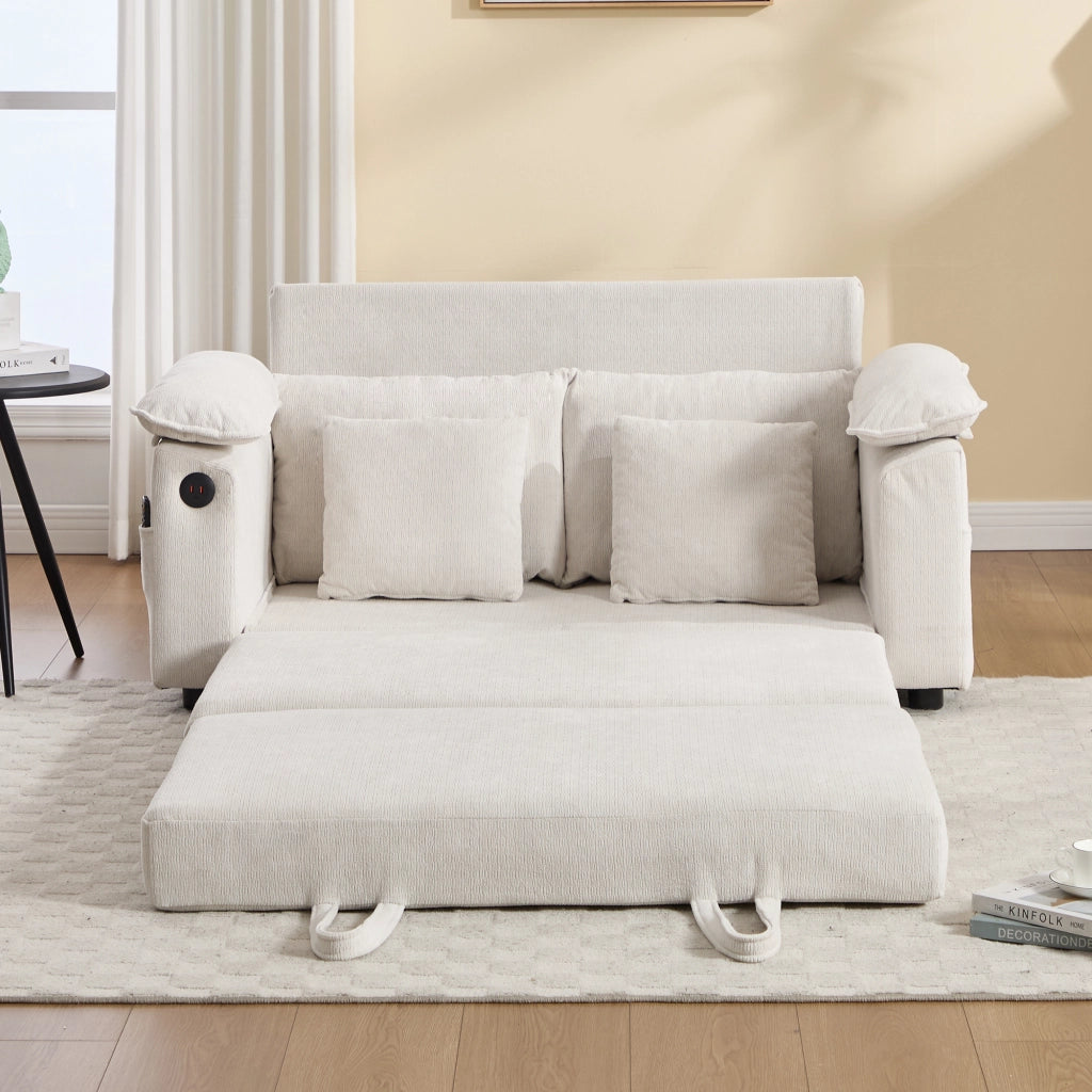 Poltrona da relax imbottita in ciniglia bianca 69x54x59 cm con cuscini