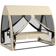 Balancelle da giardino 3 posti con cuscini ¨C zephmum ¨C beige 240x140x197 cm