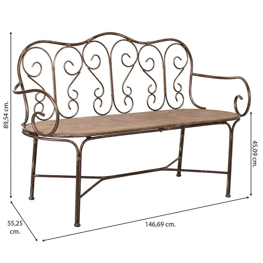 Panchina in metallo 146,69x55,25x45,09/89,54h cm marrone