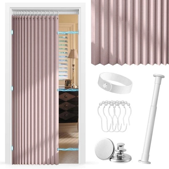 Tendaggio termico, protezione dal freddo, 200 x 120 cm (alt x larg), tenda per porta con maniglia telescopica, per porta di camera, 90-110 cm, tende oscuranti per camera da letto, bagno