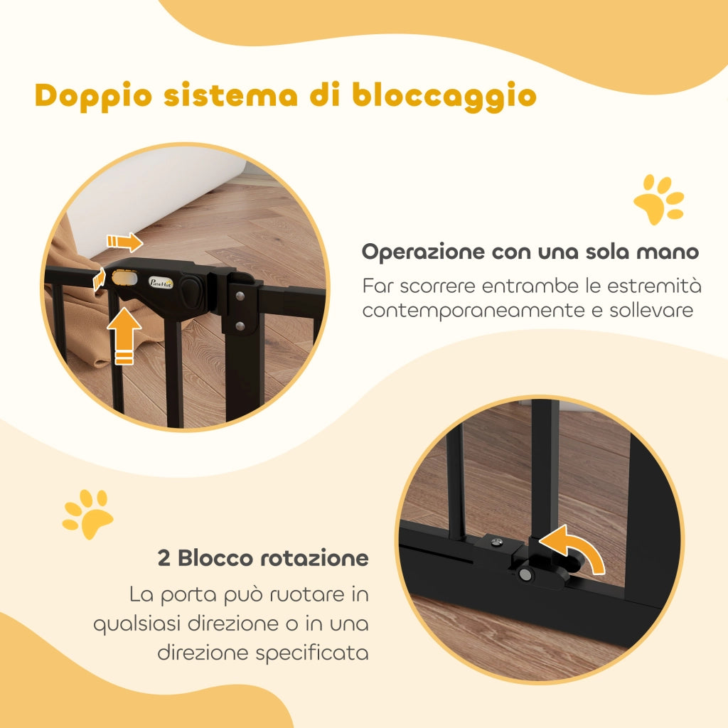Cancello per Cani e Animali Domestici 68x77 cm con Chiusura Automatica per Scale e Ingressi Nero
