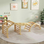 GIOCO Arrampicata 9 in 1 con Scivolo e Lavagna 114x48x18 cm Legno Naturale