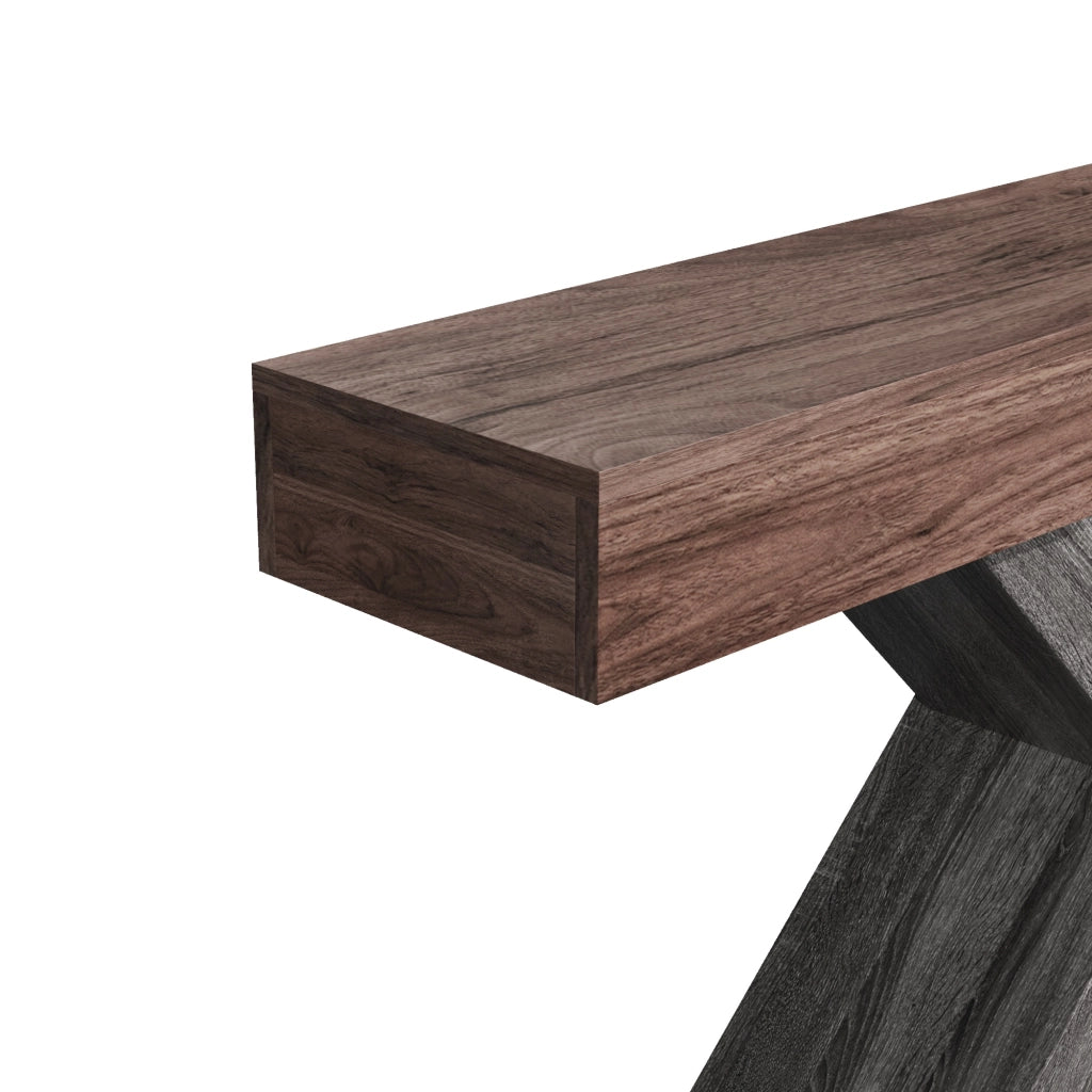 Consolle con supporto a X - per ingresso - in truciolare - 140x30x80 cm - noce