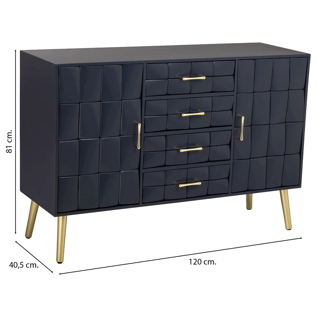 Credenza in legno nero 120x40.5x81h cm