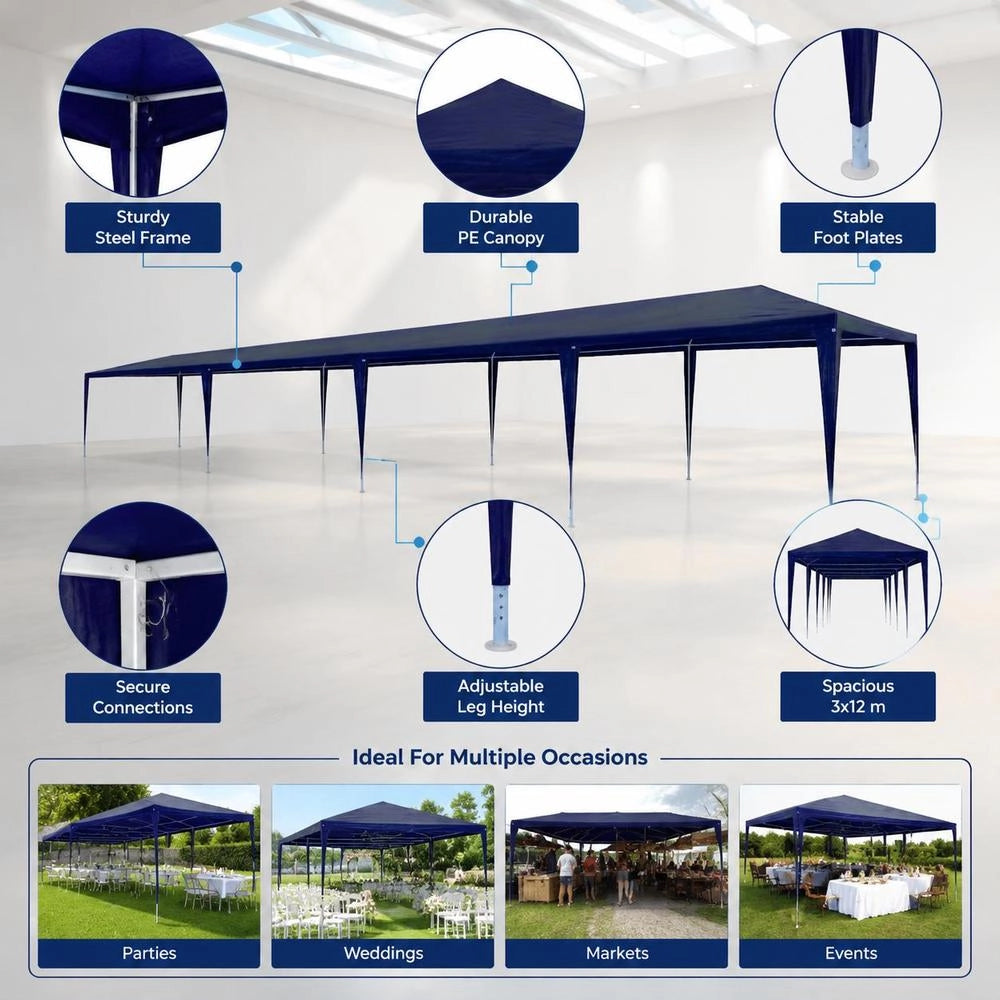 Party Tent 3x12 M PE Blue