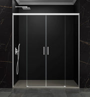 Box doccia frontale BASIC 2 fissi + 2 scorrevoli 140 cm (75+75) bianco opaco vetro trasparente