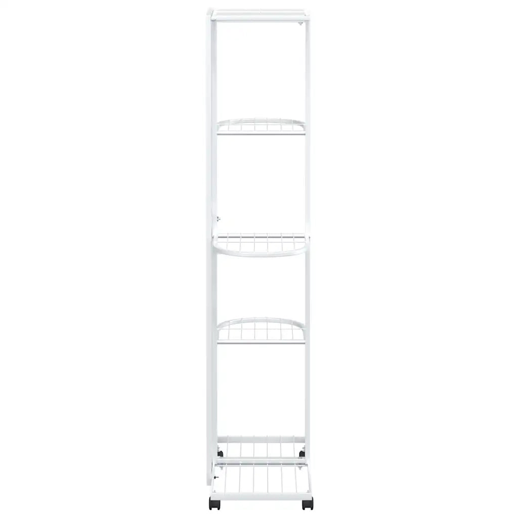 Fioriera a 5 Piani con Ruote 44x23x100 cm Ferro Bianco 343118