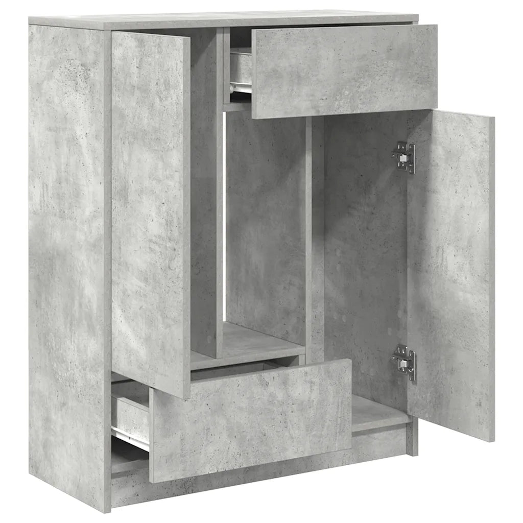 Credenza | Madia | Buffet da pranzo | Armadio da pranzo con Cassetti e Ante Grigio Cemento 73x31x90 cm