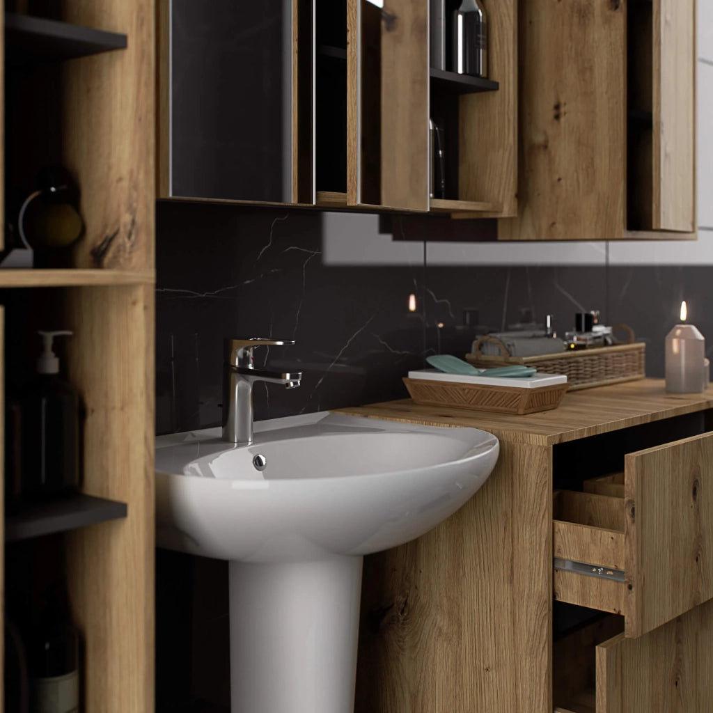 Mobile bagno sospeso senza lavabo VAMI Rovere Artisan, Grigio Grafite 90 cm 2 cassetti 90x45,5x60 cm Brand