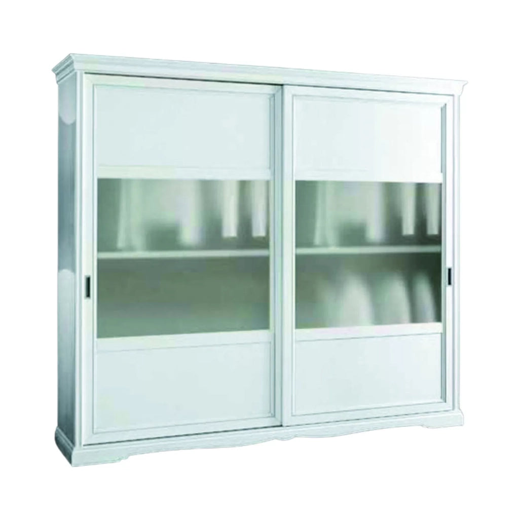 Armadio 2 porte scorrevoli vetro moderno in legno frassino bianco 284x65x248 - Mobili 2G