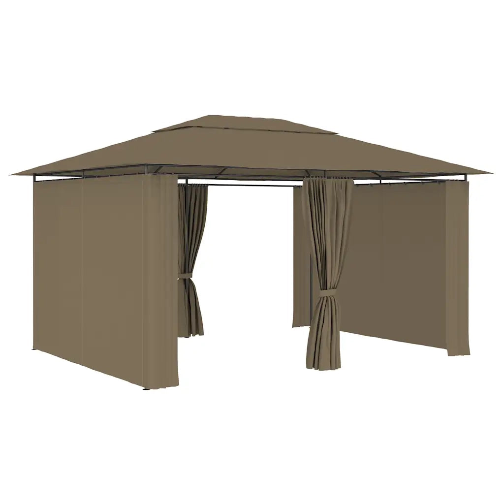 Gazebo | Pergolato da Giardino con Tende 4x3 m Grigio Talpa 180 g/m2