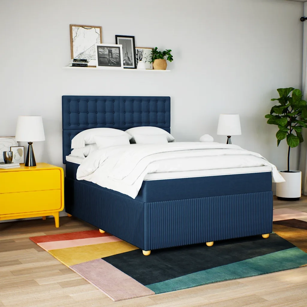 Giroletto a Molle con Materasso Blu 160x200 cm in Tessuto 3294427