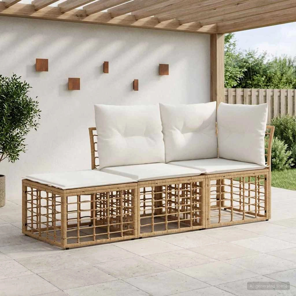 Set di divani da esterno 3 pz Naturale Poliestere 3437442
