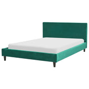 Letto matrimoniale in tessuto verde scuro con rete a doghe 140 x 200 cm stile contemporaneo