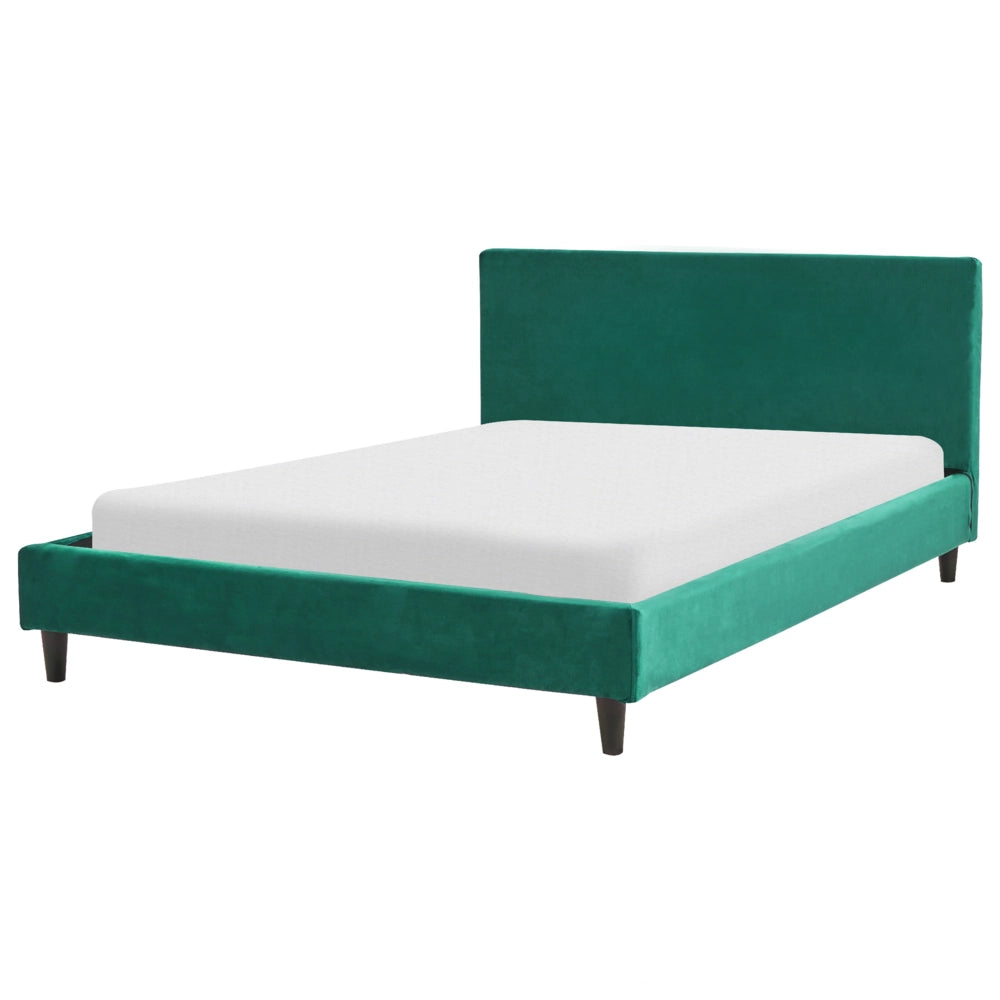 Letto matrimoniale in tessuto verde scuro con rete a doghe 140 x 200 cm stile contemporaneo