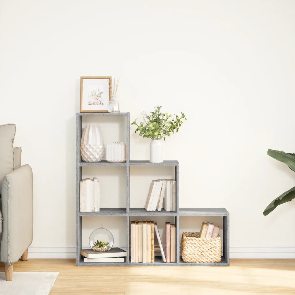 Libreria Divisorio 3 Ripiani-Scaffale per Libri-Mobile di Stoccaggio Grigio Sonoma 99x29x99cm Truciolato