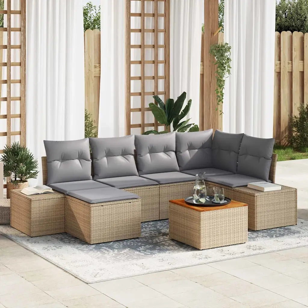 Set Divano da Giardino 7 pcs beige e grigio chiaro
