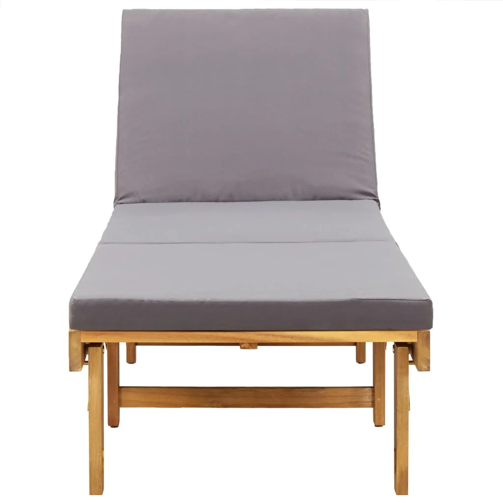 Sedia a sdraio pieghevole lettino prendisole letto da giardino mobili da giardino con cuscino legno massello di acacia 02_0012894
