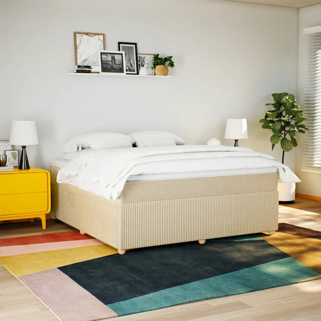 Giroletto a Molle con Materasso Crema 180x200 cm in Tessuto