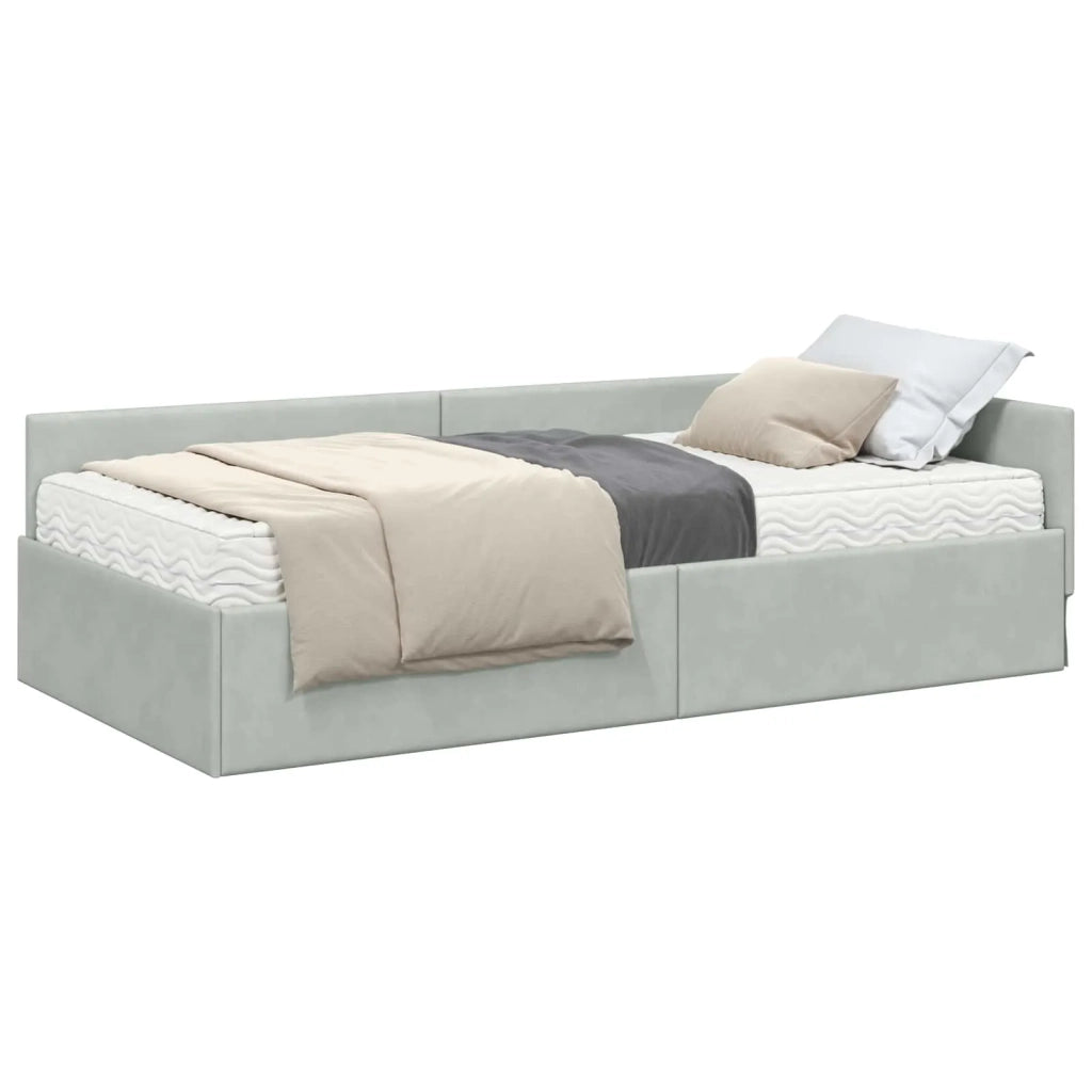 Letto singolo | Letto per adulti | Struttura Letto Angolare con Materasso 2 pcs Grigio chiaro