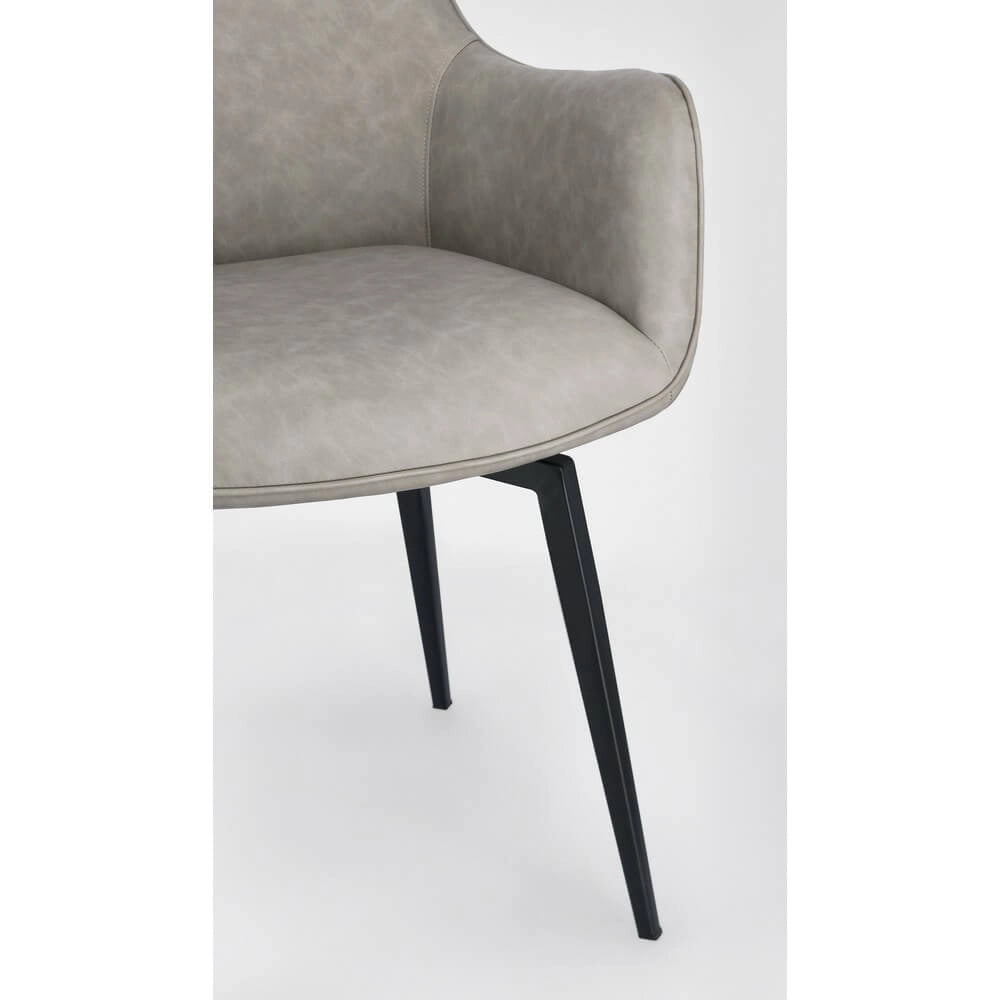 Set di 2 Poltrone Imbottite in Similpelle con Gambe in Acciaio - MILES