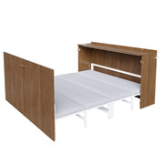 Letto a Scomparsa 140 x 200 cm; Letto Matrimoniale con Ruote Silenziose in Legno e Metallo