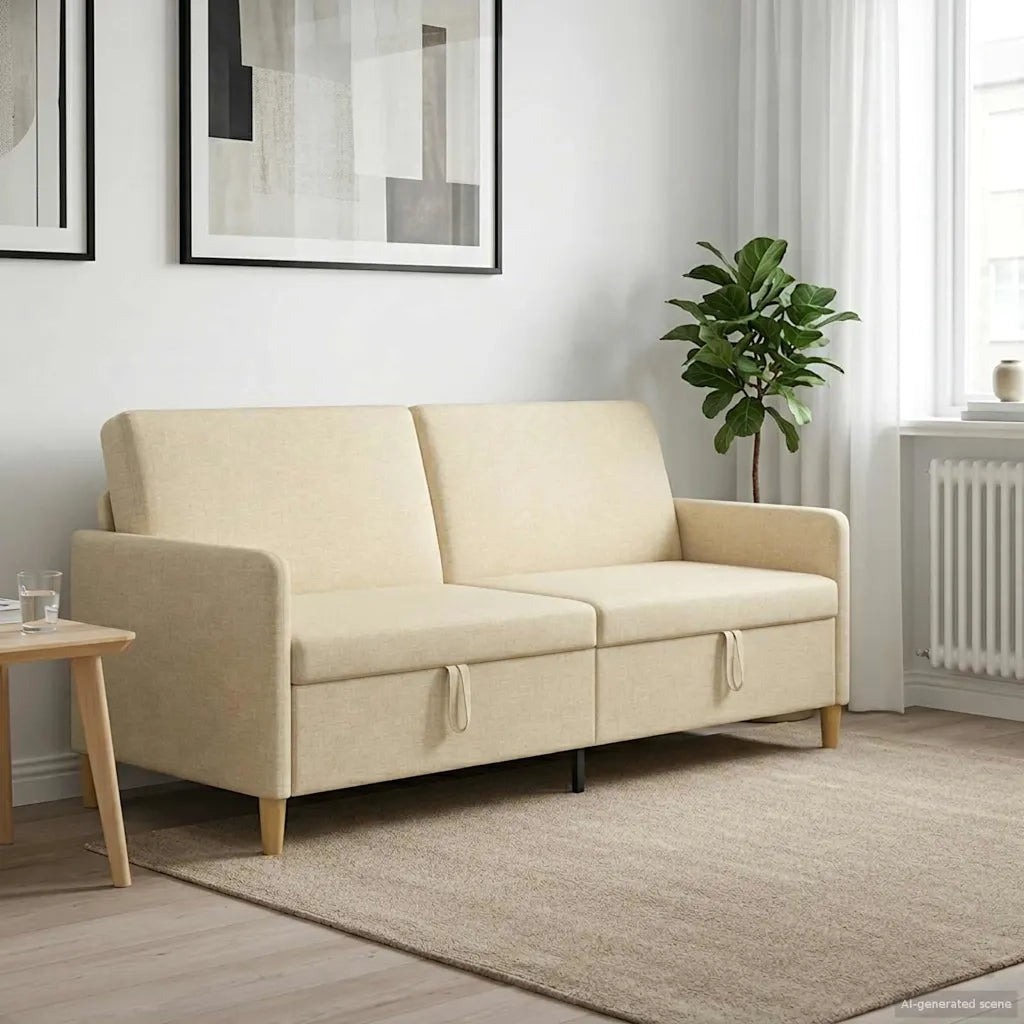 Divano con Storage Crema 192 x 78 x 87 cm Poliestere 42036982