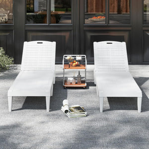 Set di 2 Sedie a Sdraio, Lettino Prendisole da Esterno in PP con Schienali Regolabili in 4 Posizioni, Sedia Reclinabile per Patio, Piscina, Terrazza, Portata 160 kg (Bianco)