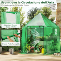Mini Serra Portatile da Esterno per Inverno con Copertura in PE, Telaio in Metallo Anti-ruggine Rivestito in PE, Porta con Cerniera Arrotolabile e Finestre, Serra per Giardino e Cortile