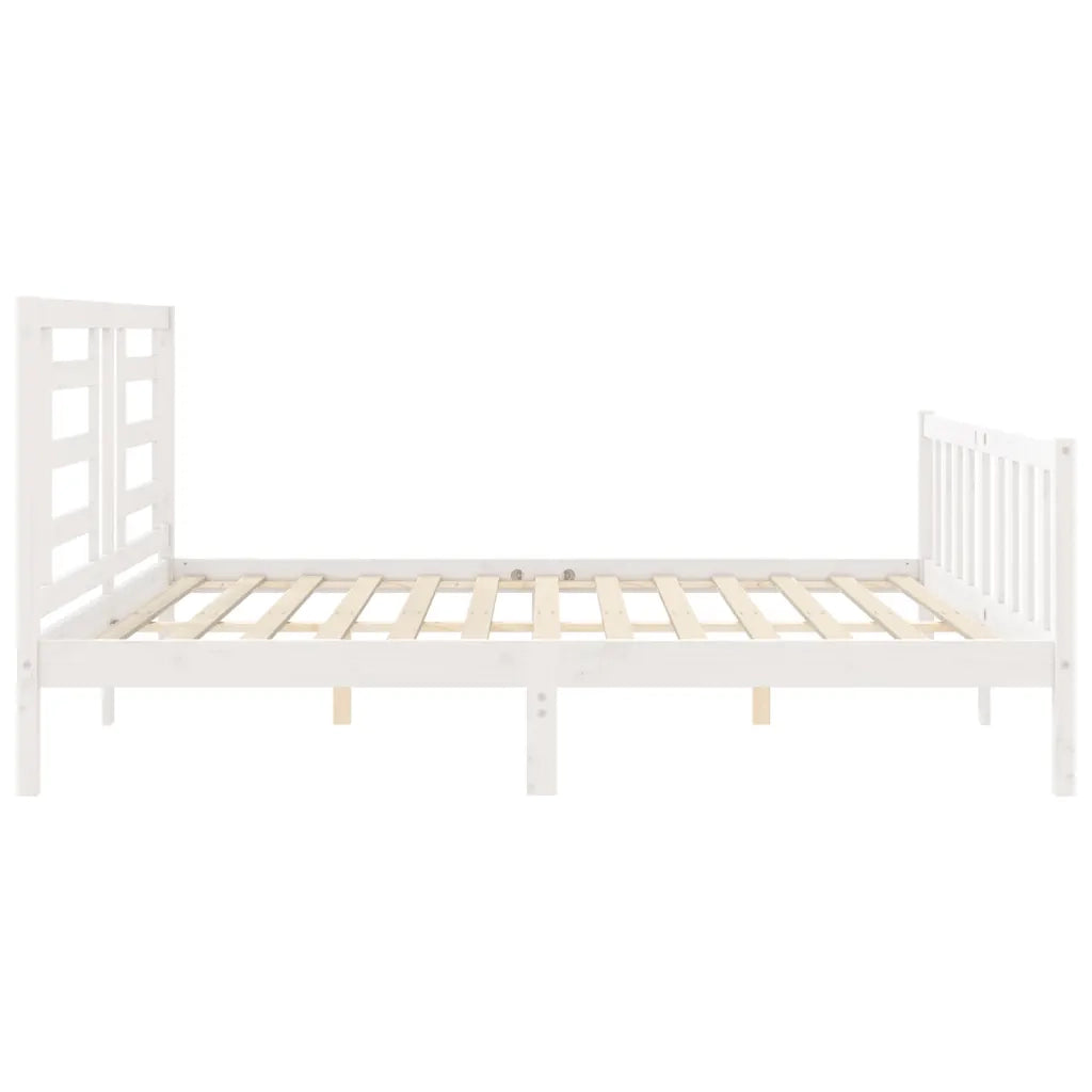 Giroletto Testiera Bianco Super King Size-Struttura Letto in Legno Massello 695910