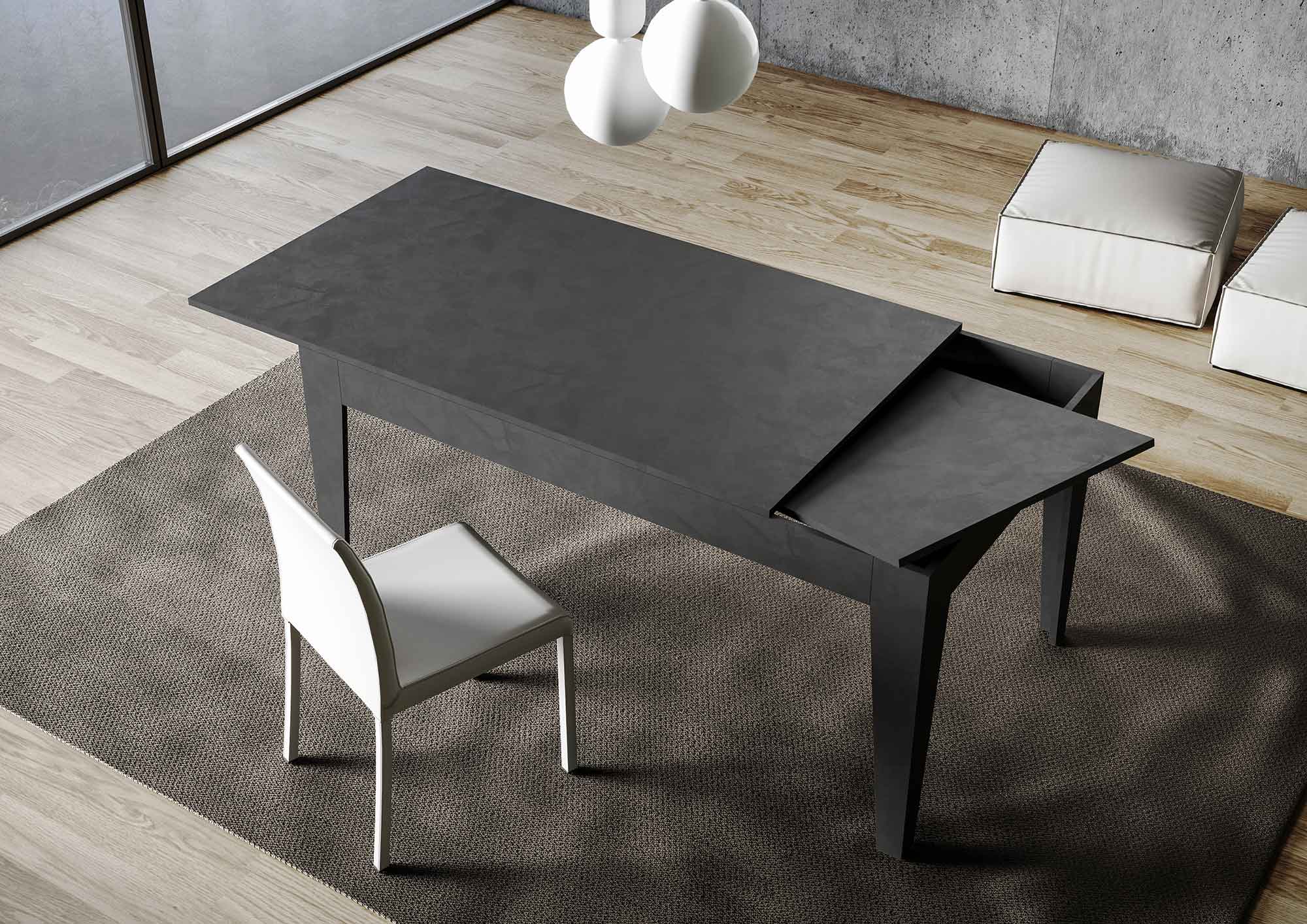 Tavolo Allungabile 160-220x90x77 cm Cico Antracite Spatolato