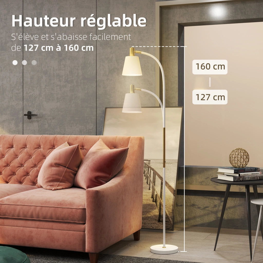 Lampada da terra ¨C zephmum ¨C regolabile in altezza 127-160 cm, interruttore, attacco E27, bianco