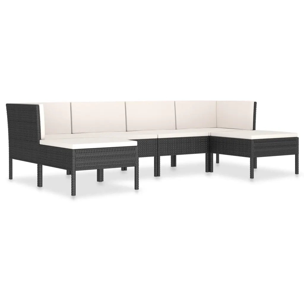 Set Divani da Giardino 6 pz con Cuscini in Polyrattan Nero cod mxl 37800