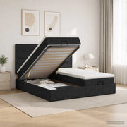 Letto Ottomano con Materasso e LED Nero 200 x 200 cm Tessuto 3458446