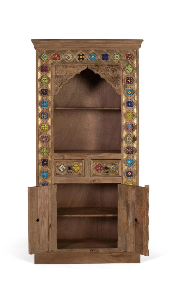 Libreria in legno di mango dal design unico realizzato a mano