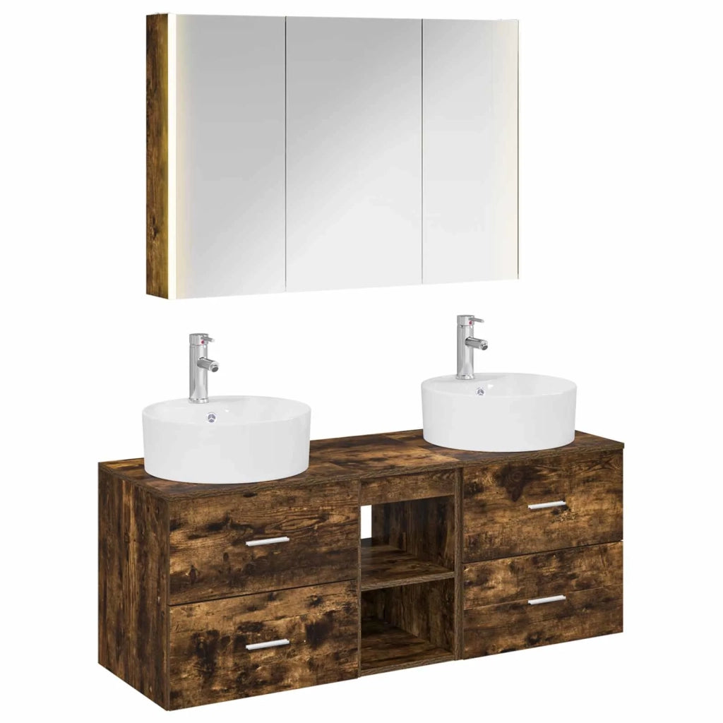 Set di mobili per il bagno 4 pcs Rovere Fumo 3406907