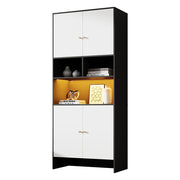 Armadio multifunzionale - Xylo - 80x40x185cm - Bicolore nero e bianco - 4 porte 3 scomparti