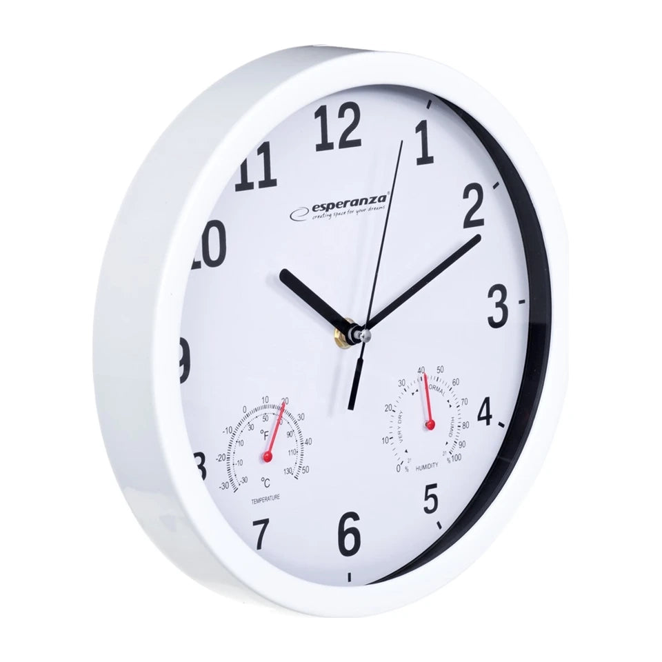 Orologio da parete meccanico Esperanza EHC016W, bianco, rotondo