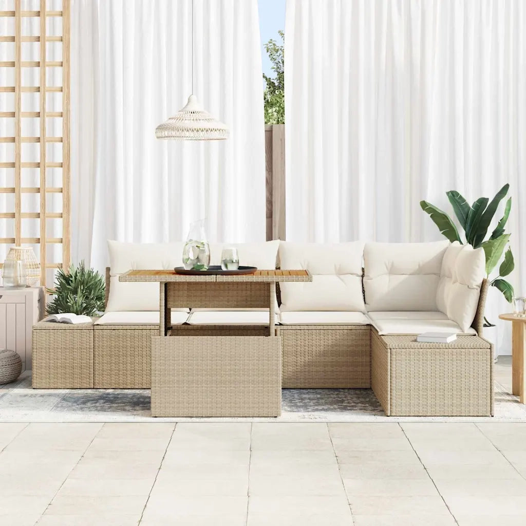 Set Divano da Giardino 6 pcs Beige Poly Rattan 3358703