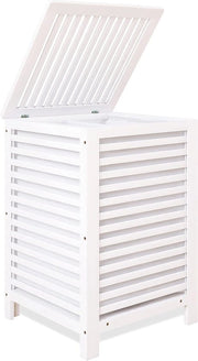 Wascuccia a doppio contenitore con coperchio - 120L - bambù - wascuccia con tasca interna rimovibile - distributore di abbigliamento a due livelli - risciacquatore - per area di lavaggio - bagno - camera da letto - bianca Wascuccia 2.0