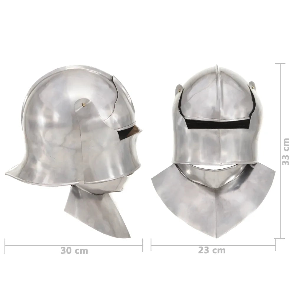 Elmo da Cavaliere Medievale Antico LARP in Acciaio Argento CFW5351718