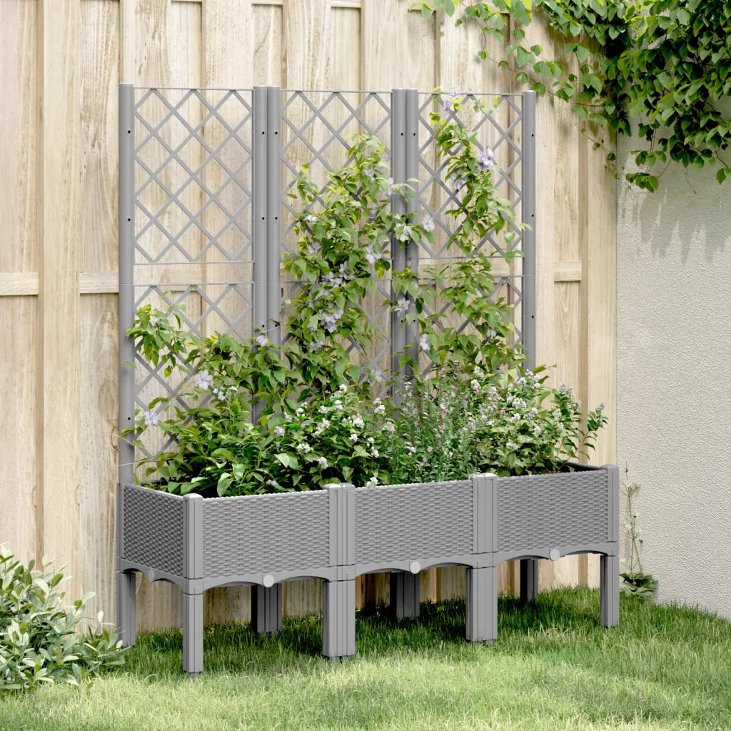 Fioriera Giardino con Traliccio Grigio Chiaro 120x40x142 cm PP 367927