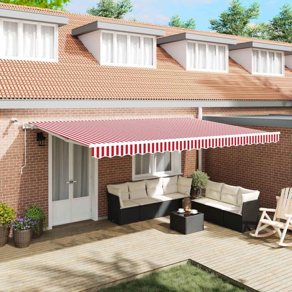 Tenda Retrattile Automatica con LED Strisce Rosse e Bianche 500x350 cm