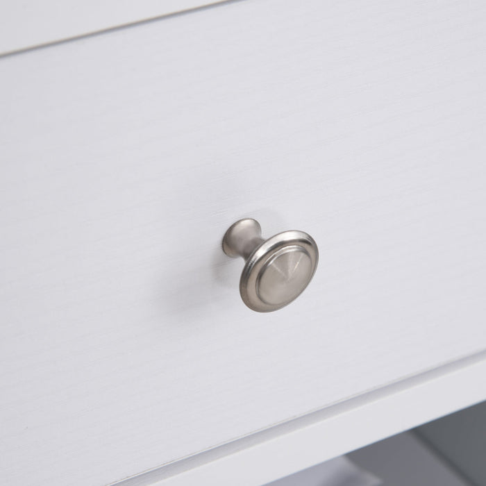 Mobiletto per Stampante con 4 Ruote Mensola Regolabile e Piano per CPU  in Legno Bianco