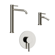 Set miscelatori: lavabo alto bidet senza scarico e incasso doccia monocomando nickel spazzolato | Bette