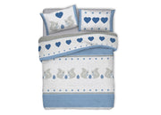 Copripiumino Sacco Piumone Pensieri Delicati 100% Cotone Disegno Scoiattolo - Matrimoniale - Blu